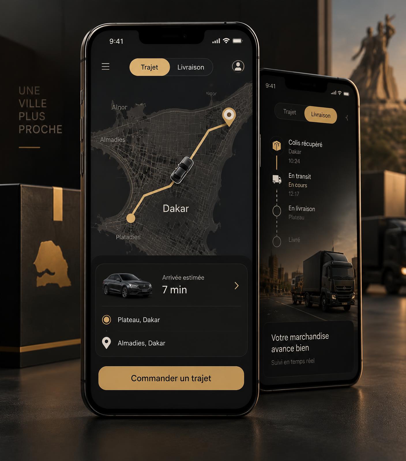 Aperçu de l’application YOBOU pour les trajets et livraisons